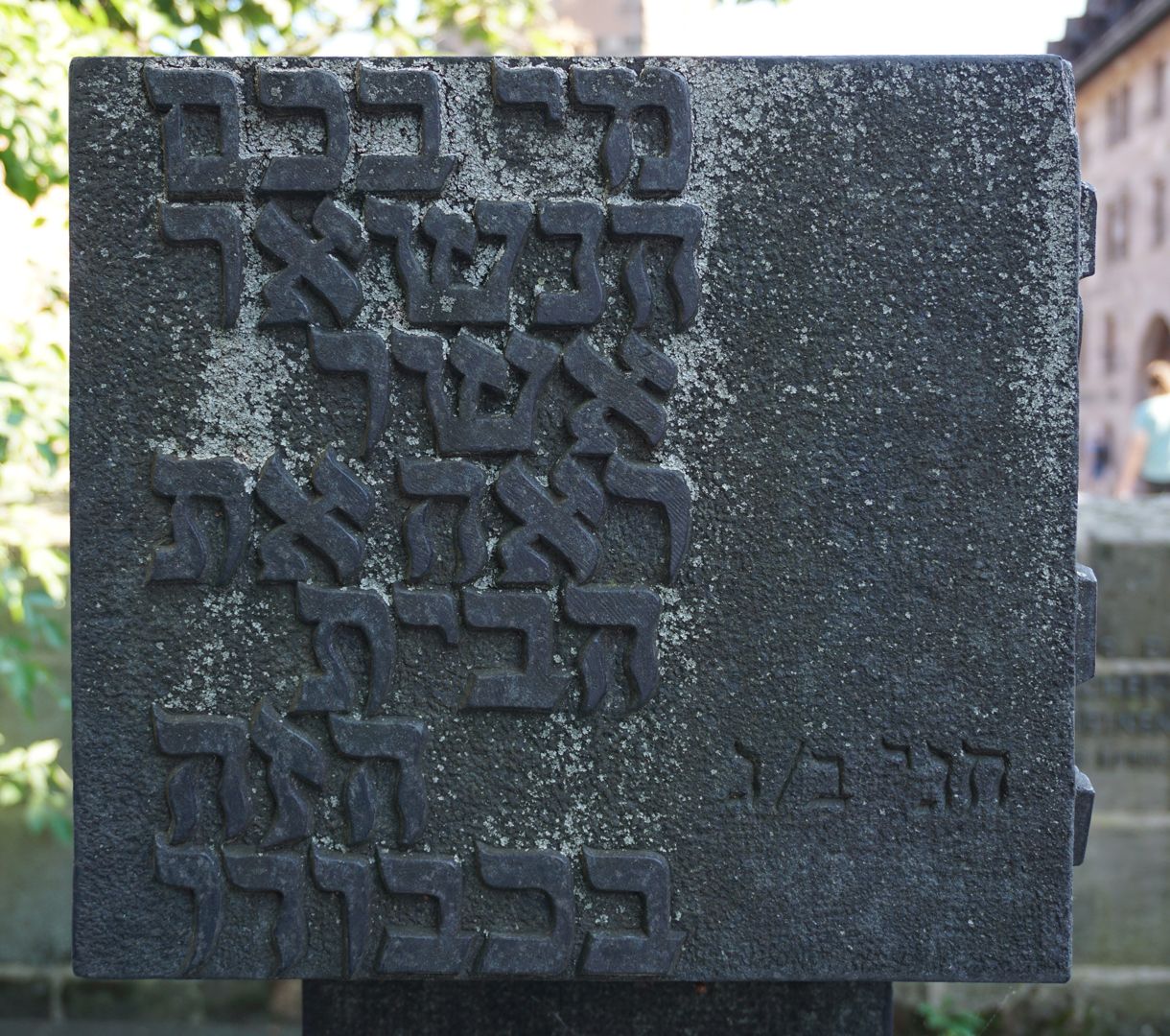 Stele des Synagogendenkmals Inschrift auf der Nordseite