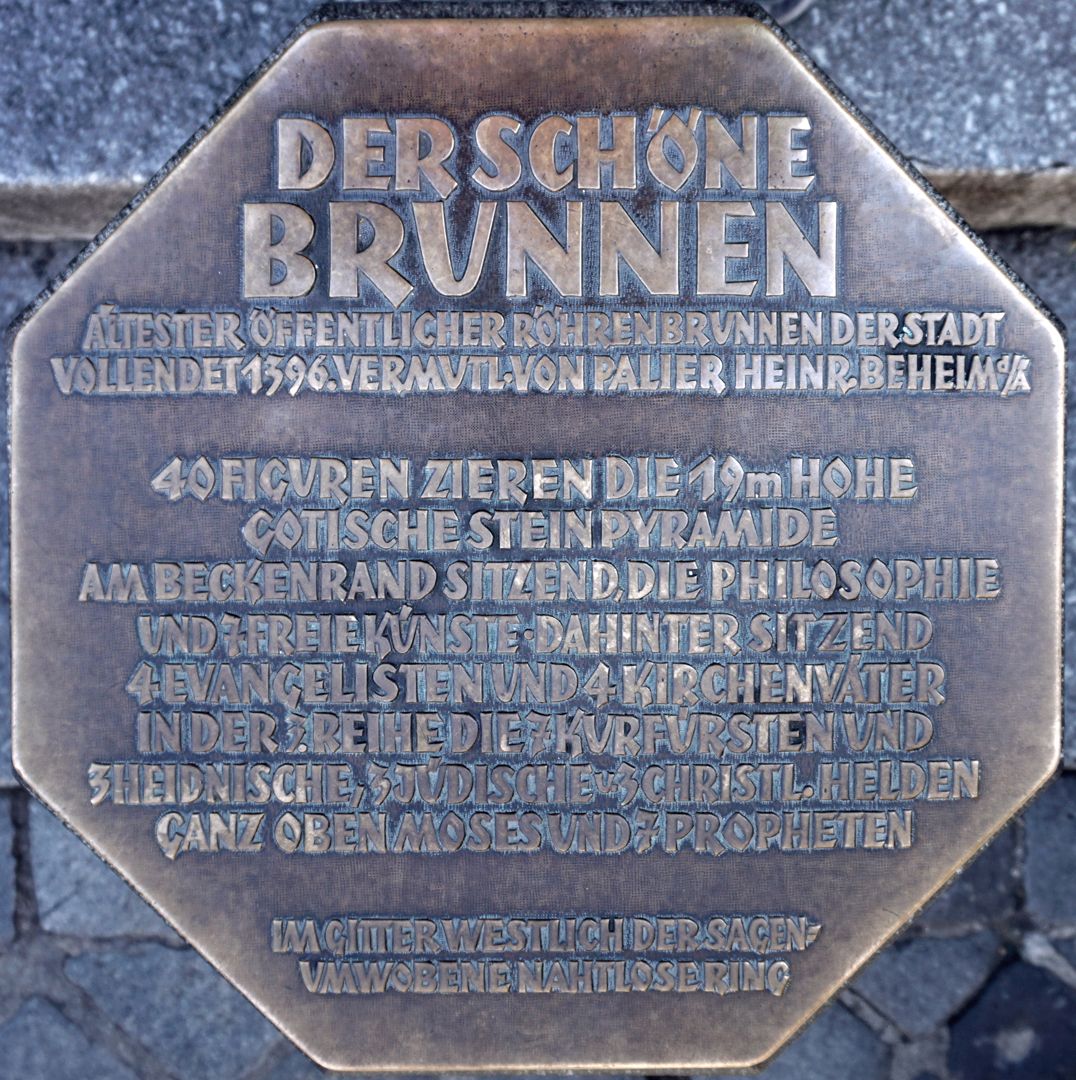 Gedenktafel / Schöner Brunnen Inschrift der Gedenktafel