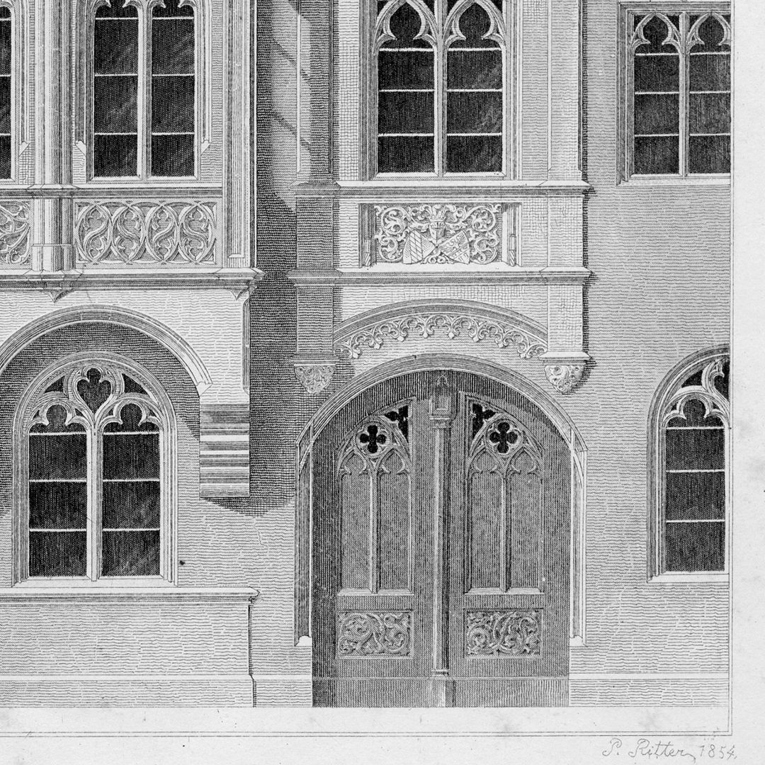Fassade des Wiss´schen Hauses Detailansicht, u.r. Signatur: Paul Ritter 1854