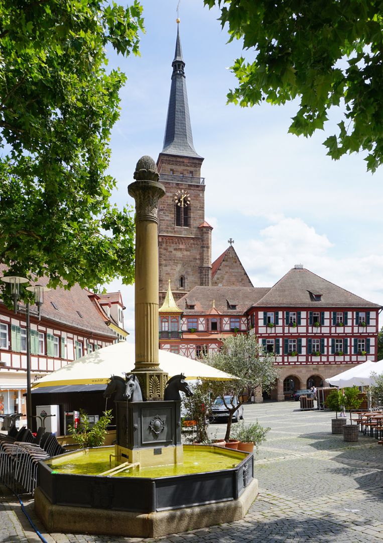 Pferdebrunnen Brunnen auf dem Marktplatz von Schwabach