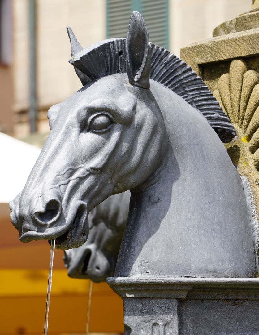 Pferdebrunnen Pferdekopf als Wasserspeier