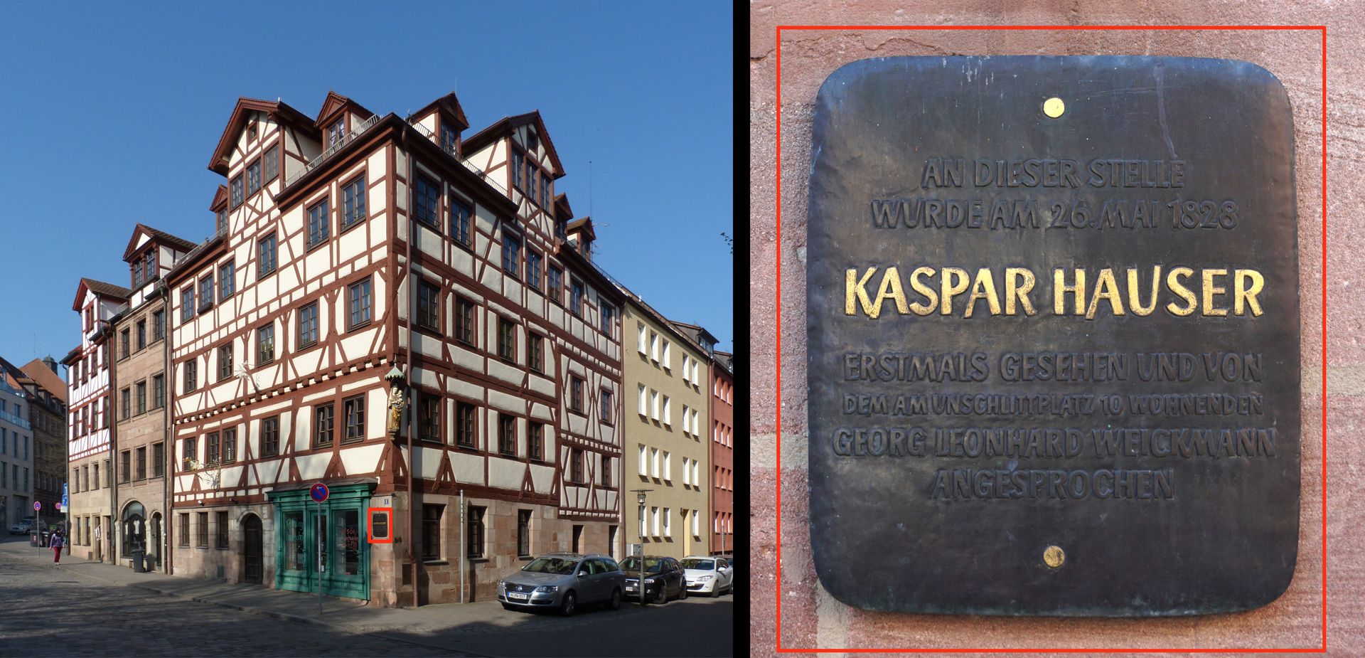 Gedenktafel für Kaspar Hauser Anbringungsort der Gedenktafel