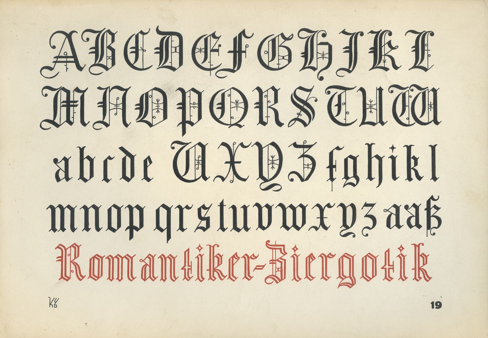 Neue Schriftenblätter Alphabet 19: Schlanke Romantikergotik - Anfang und Mitte des 19. Jahrhunderts