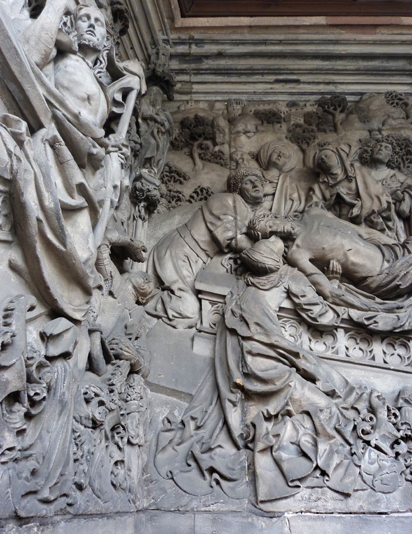 Schreyer-Landauersches Epitaph mittlere Wand: 	Grablegung, Beweinung mit Magdalena