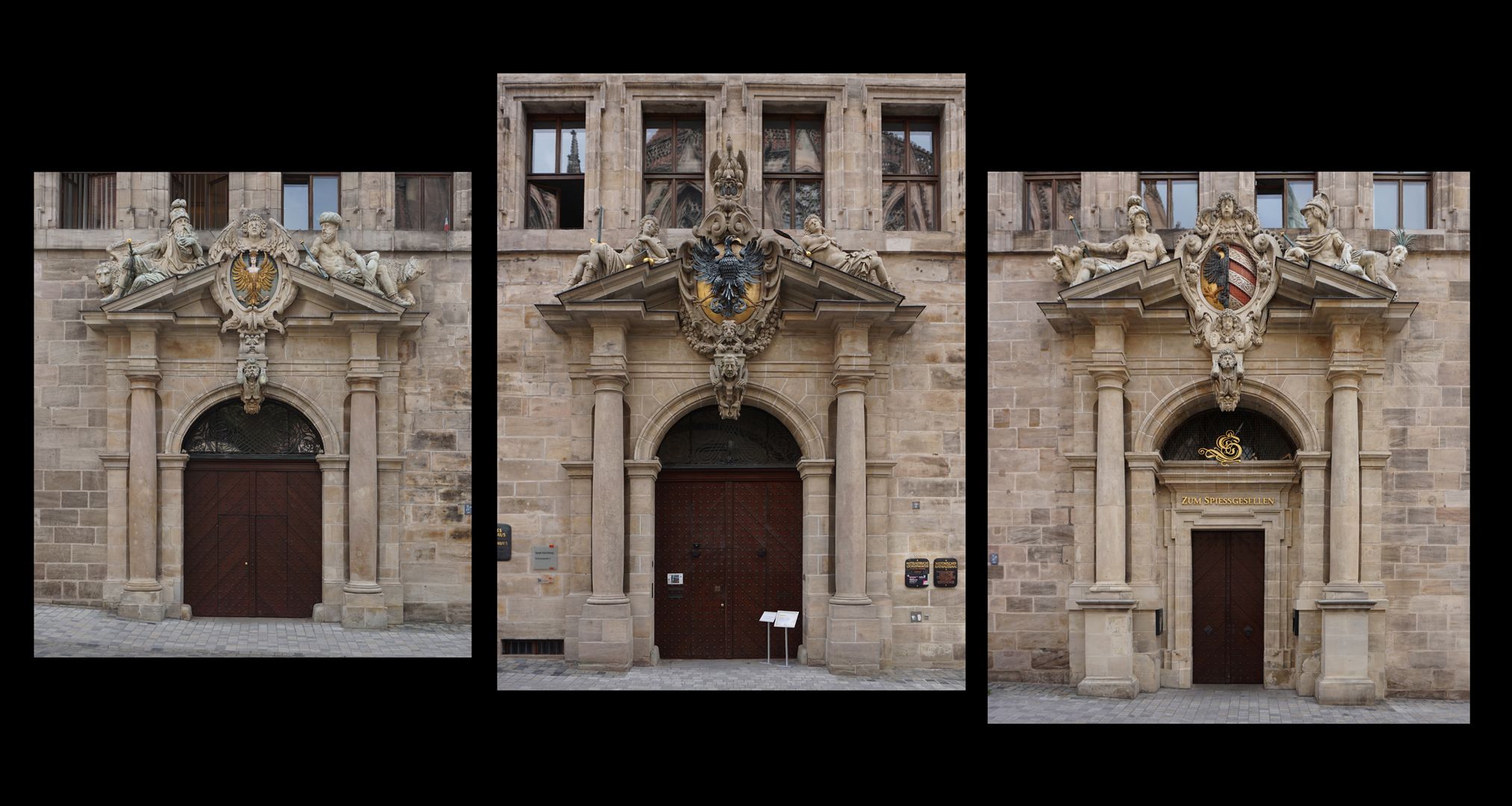 Mittelportal Drei Portale der Rathausfassade von Norden nach Süden