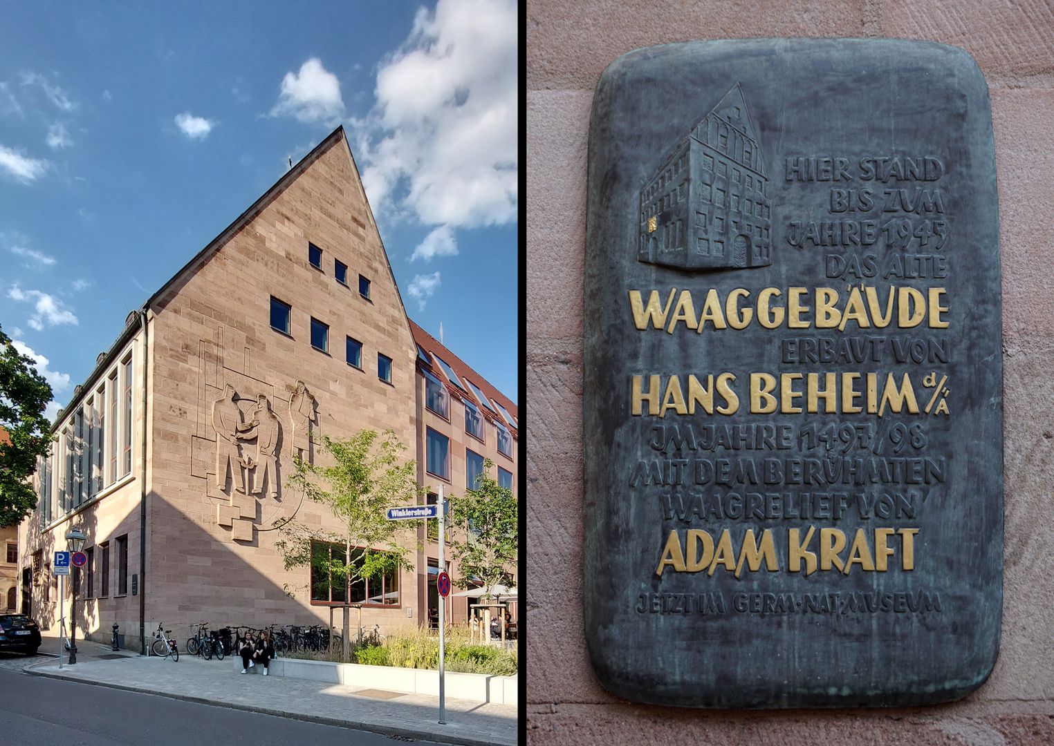 Gedenktafel / Waaggebäude und Waagrelief von Adam Kraft Neues Waagebäude und Gedenktafel