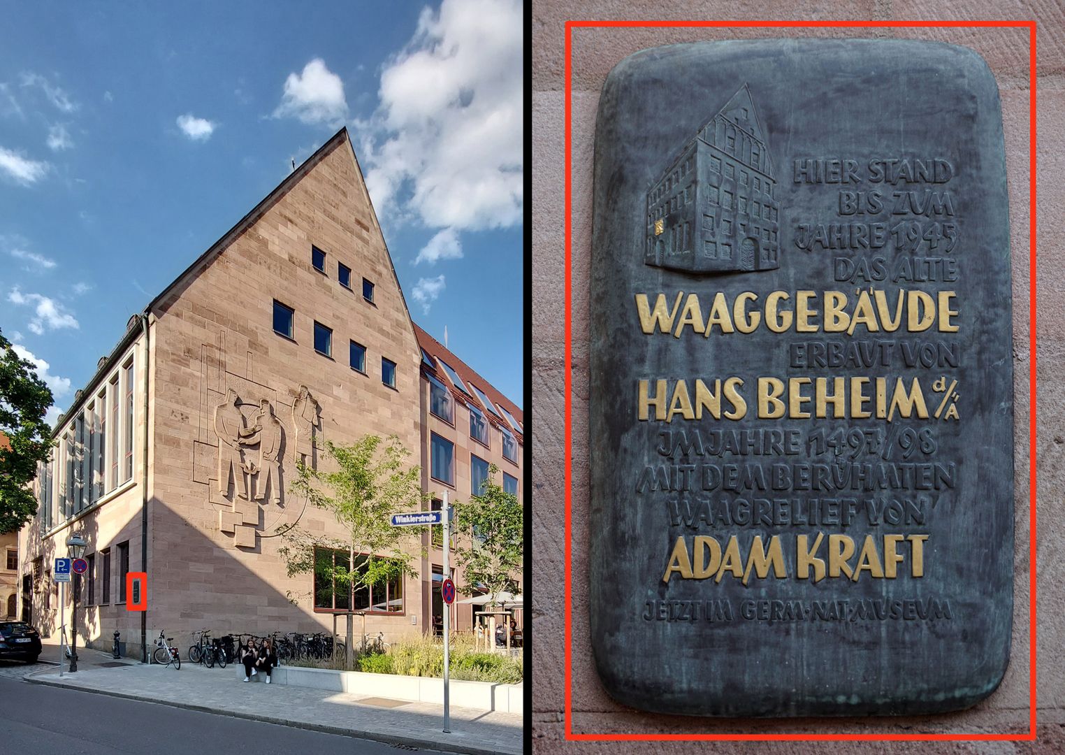 Gedenktafel / Waaggebäude und Waagrelief von Adam Kraft Anbringungsort der Gedenktafel